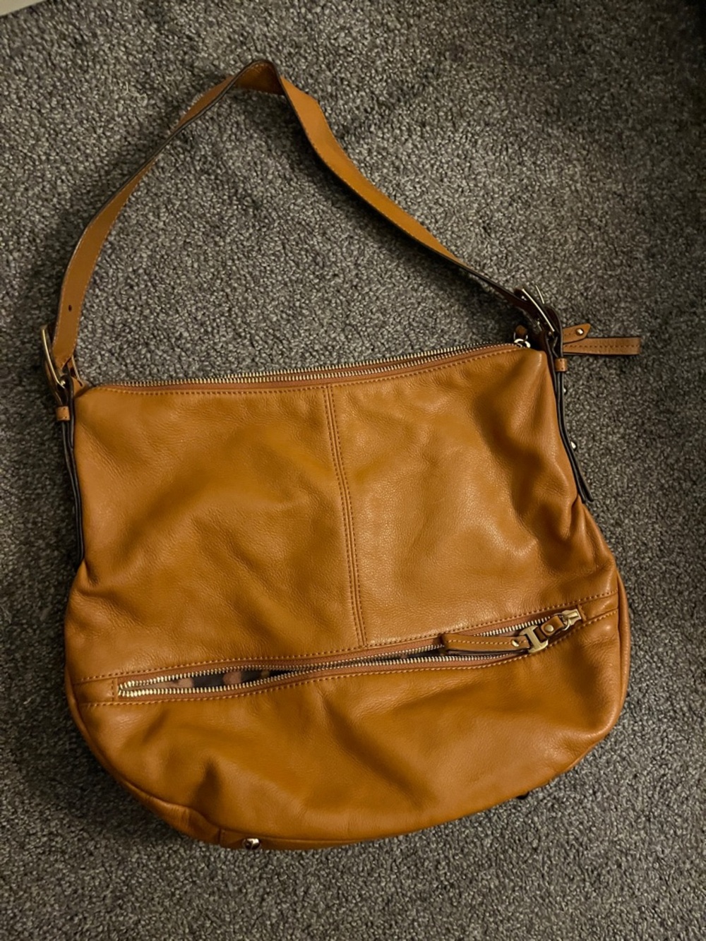 b. makowsky Cognac Leather Shoulder Bag
